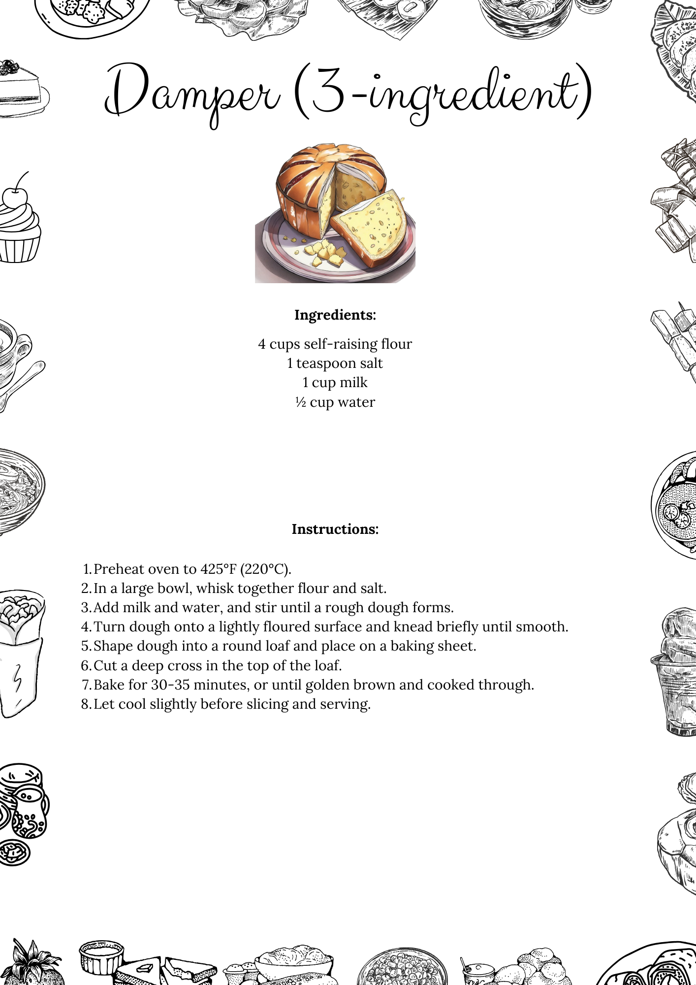 Printable Damper Bread Recipe Free Pdf Tasteful Zone