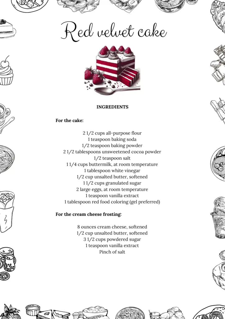 Printable Red Velvet Cake Recipe