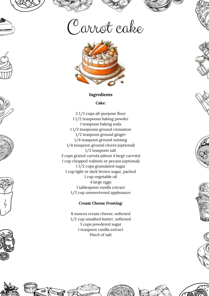 Printable Carrot Cake Recipe