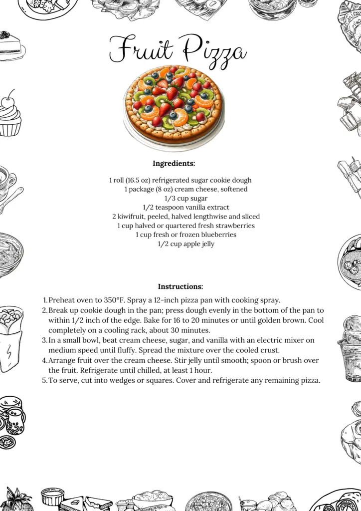 Printable Fruit Pizza Recipe