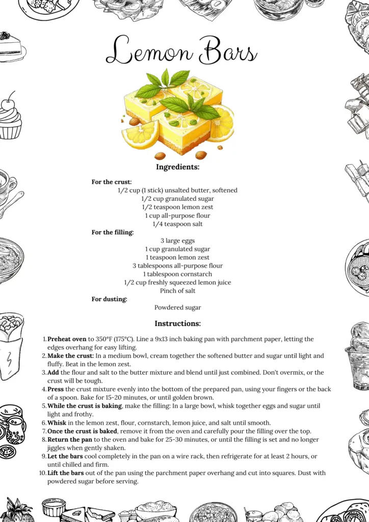 Printable Lemon Cake Recipe