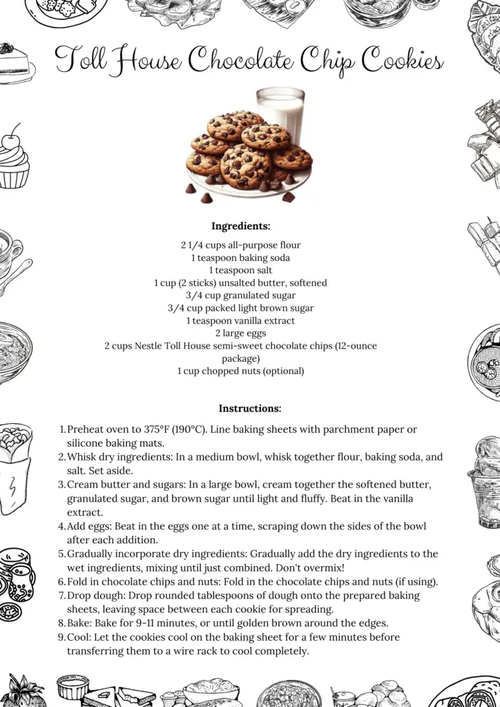 Printable Toll House Chocolate Chip Cookies Recipe