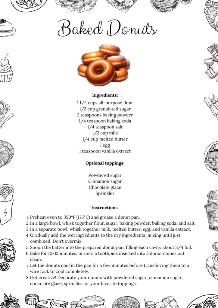 Printable Baked Donuts Recipe