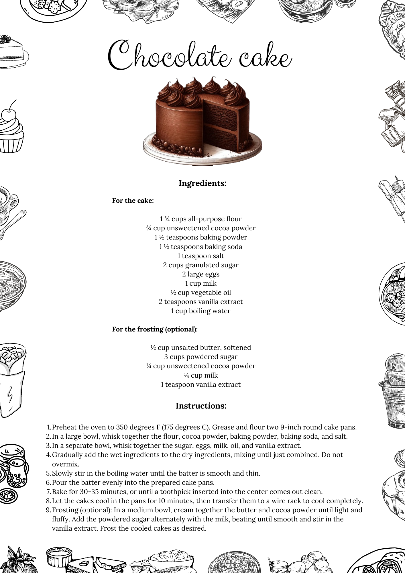 Printable Chocolate Cake Recipe (Free PDF) - Tasteful Zone